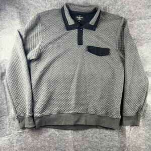 The Journeyman Bag‎ Co. Gray Black Quilted 1/4 Snap Pullover Sweater 2XL